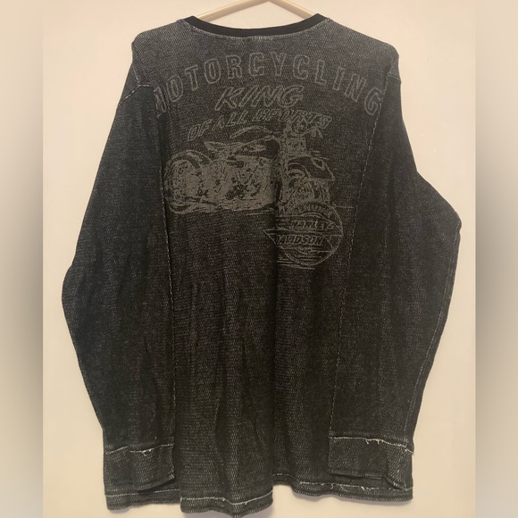 Harley-Davidson SZ XL Willie G Black Graphic long sleeve Henley 100% Cotton - Picture 3 of 12